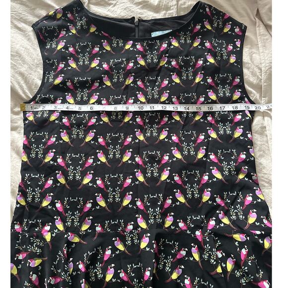 CeCe Bird Print Bitsy Loose Flare Dress EUC 12‎ - Picture 8 of 9